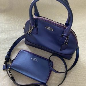 Authentic Coach Mini Purple Satchel & Wristlet